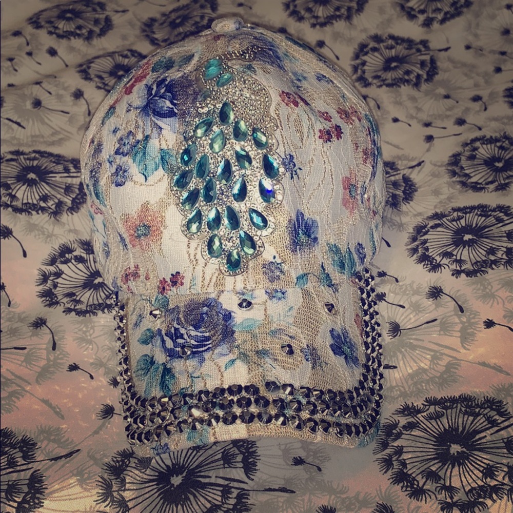 Peacock sparkly baseball hat
